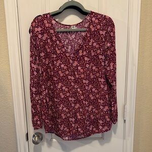 Floral V-Neck Women's Top - Purple